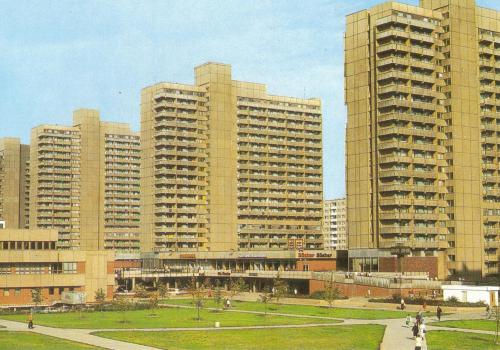 Ansichtskarte: Stadtzentrum mit Scheiben
